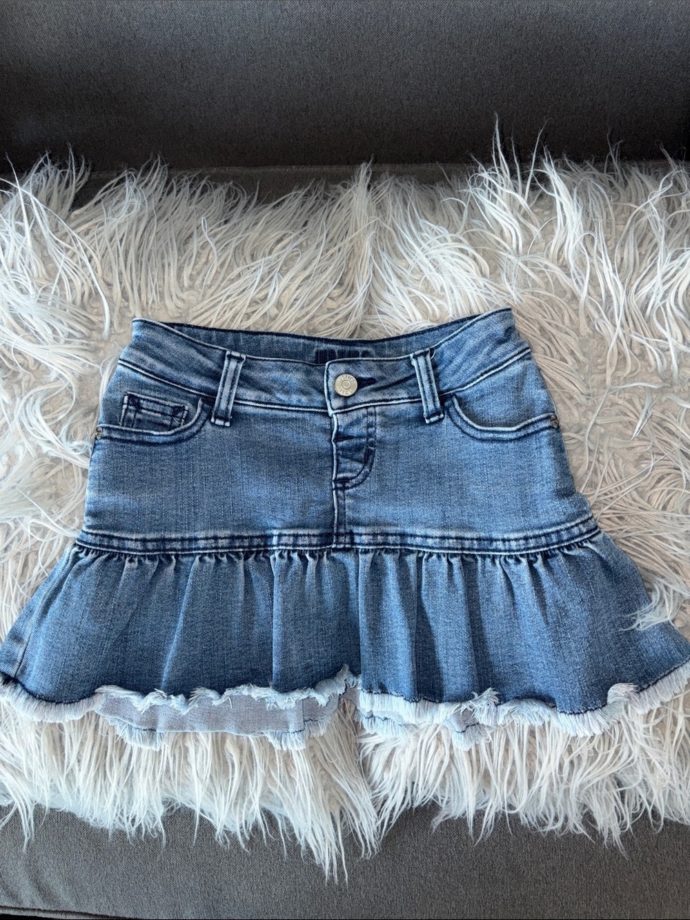 Justice Blue Denim Ruffle Mini Skirt